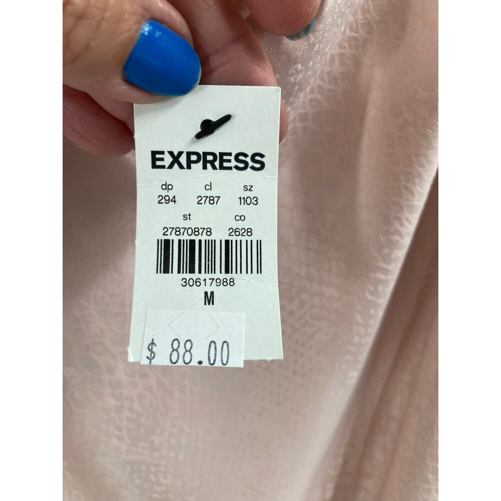 Express Satin Light Pink Reptiles Embossed Slip Dress MIDI Women’s Medium NEW - Picture 6 of 11